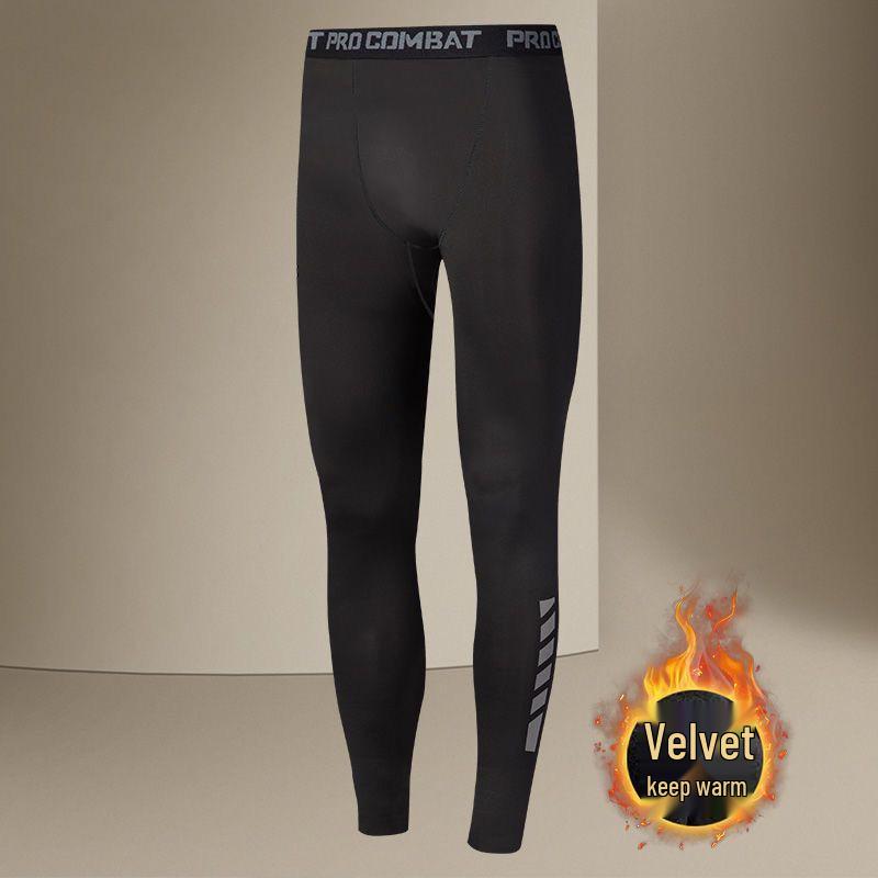 Men's Fleece-Lined Winter Leggings for Sports, Yoga, and Running - High-Elastic, Warm, and Ideal for Autumn/Winter Fitness.