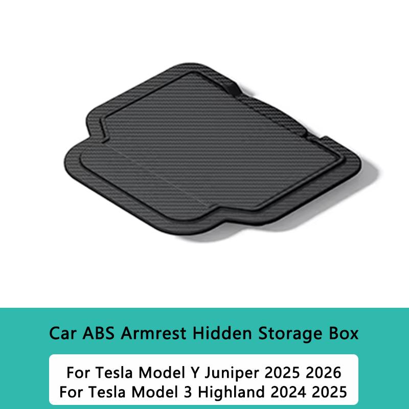 

Armrest Hidden Storage Box for Tesla Model 3 Highland Model Y Juniper 2025 Accessories ABS Center Console Organizer Storage Box