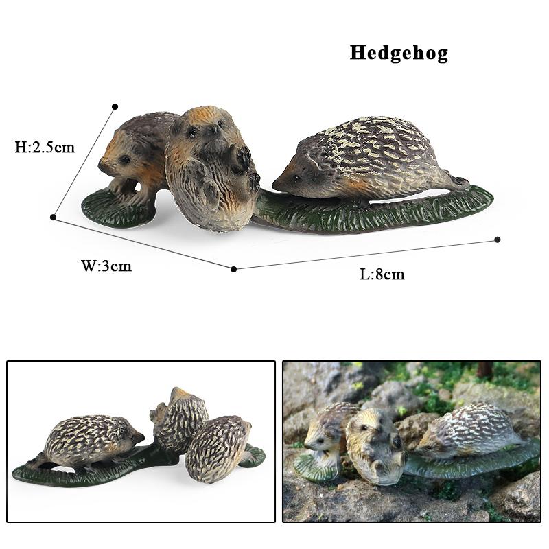 Oenux Simulation Wild Jungle Forest Animals Hedgehog Model Action Figures Cake Topper Party Favor Cute Education Kid Toy Gift