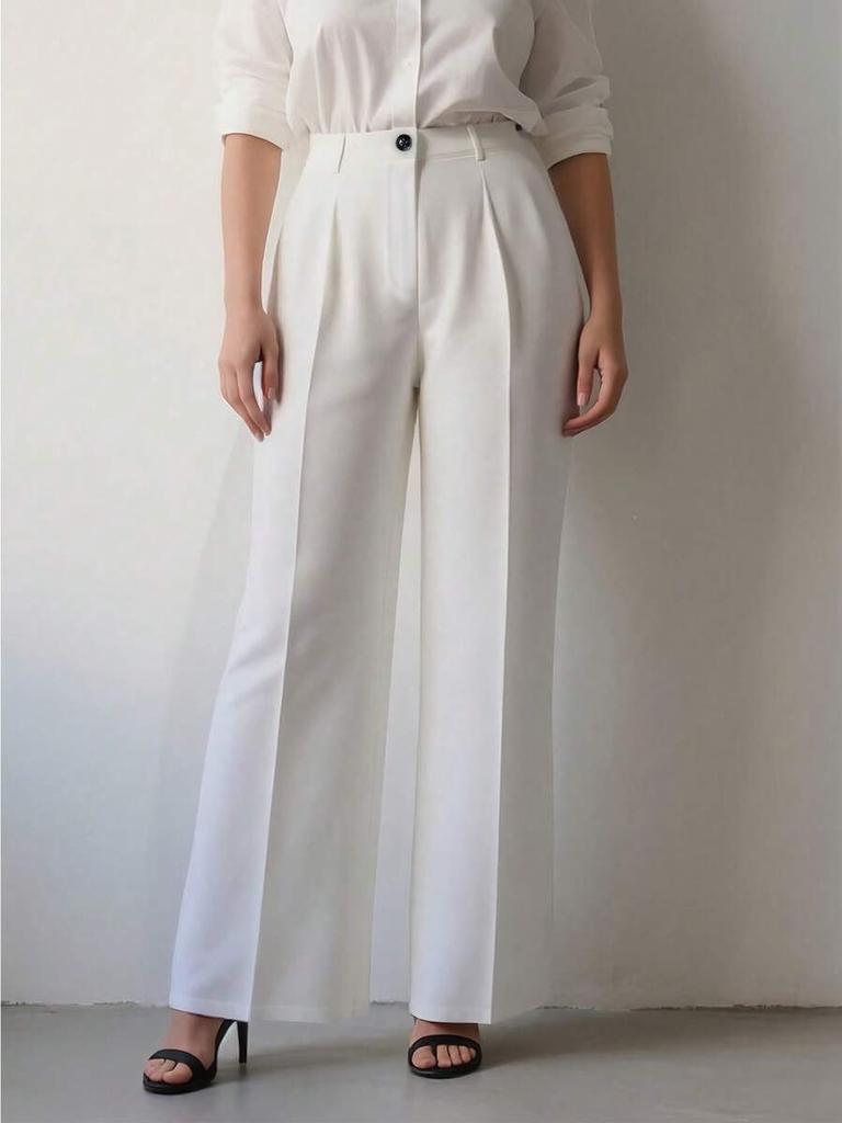 Women's Pants New High Waist Dropped Waist Straight Leg Simple Business Casual Trousers for Women Wide Leg