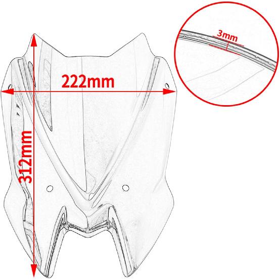 Motorcycle Windshield Double Bubble Windscreen for Z650 Z 650 2020 2021 2022 2023 2024 2025 Flyscreen Screen Visor Deflector, Smoke