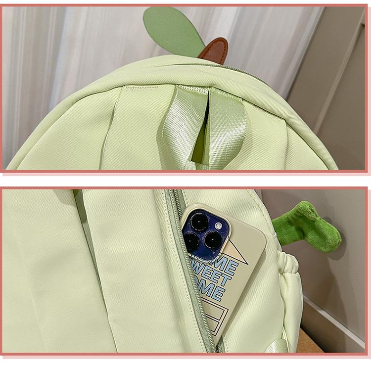 Rucsac Cartoon Proaspăt Pepene Verde 2025: Rucsac Școlar Studențesc de Mare Capacitate & Geantă Crossbody Super Drăguță