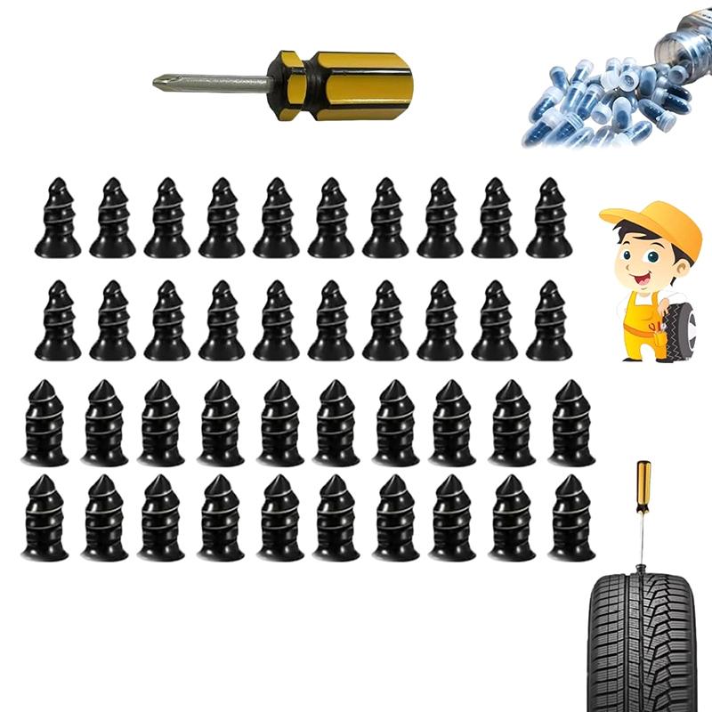 Tire Repair Nails Kit For Car/Motorcycle Fast Self-Service Tire Repair Tools Screw In Tire Repair Plugs With Box And Screwdriver