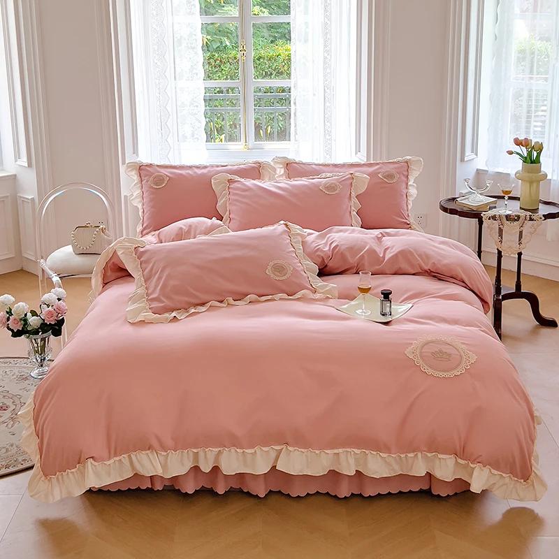 Ins Princess Bedding Set Ruffle Duvet Cover Set Korean Design  Skirt Sheet Set Women Girls Bedroom Decor Luxury Bedding Set