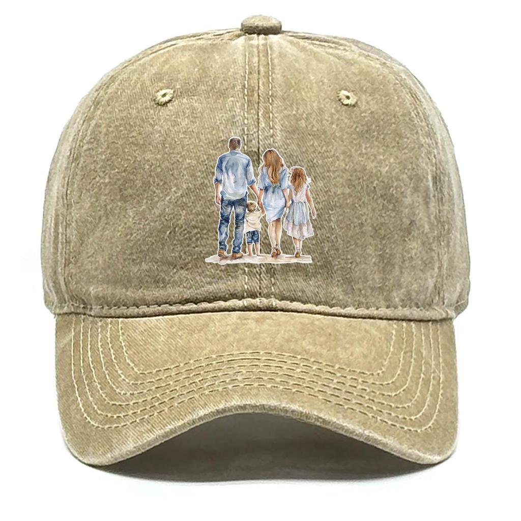 Family Members Print Adjustable Baseball Hat, Trucker Hat Simple Unisex Curved Brim Leisure Snapback Baseball Cap