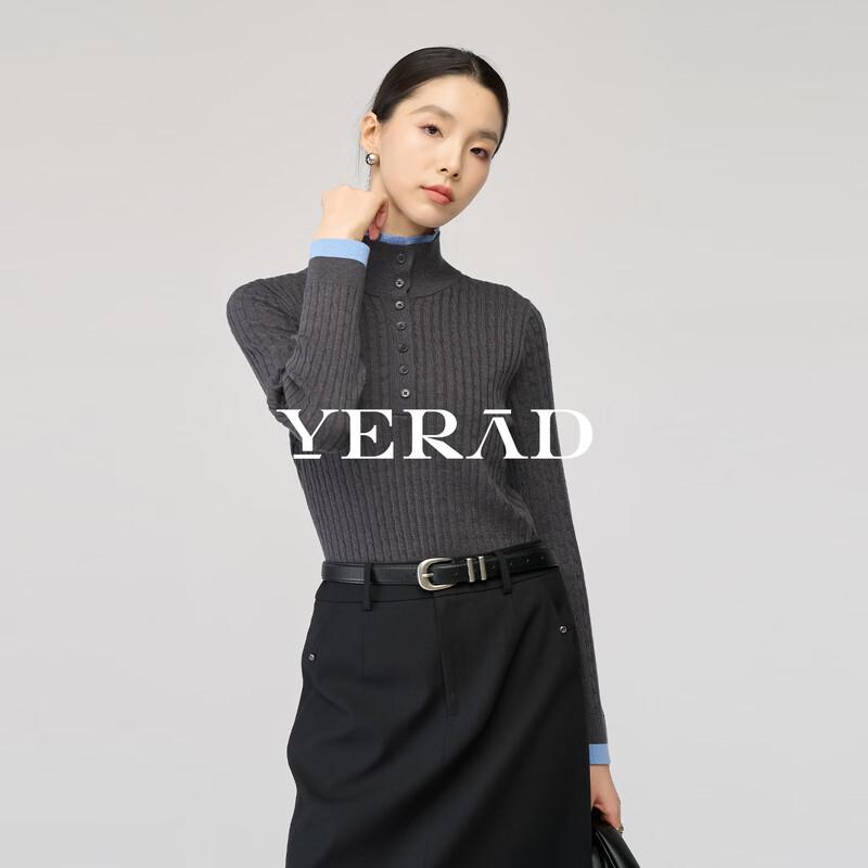 Women's Faux Two-Piece Cable Knit Wool Blend Sweater