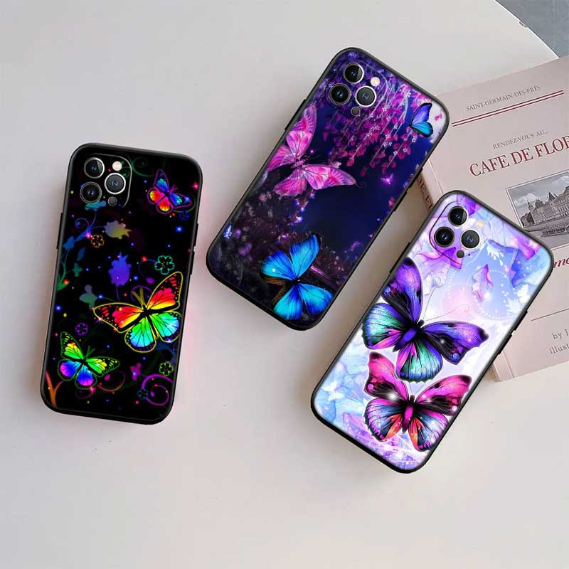 UP22 Colorful Butterfly New High-End Shell Phone Case for iPhone 16 15 14 13 12 Pro Max Plus Mini
