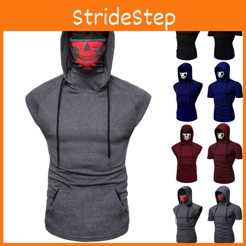 Men Skull Hooded Hoodies T-shirt Tank Tops Vest With Soft Material And Cosplay Style