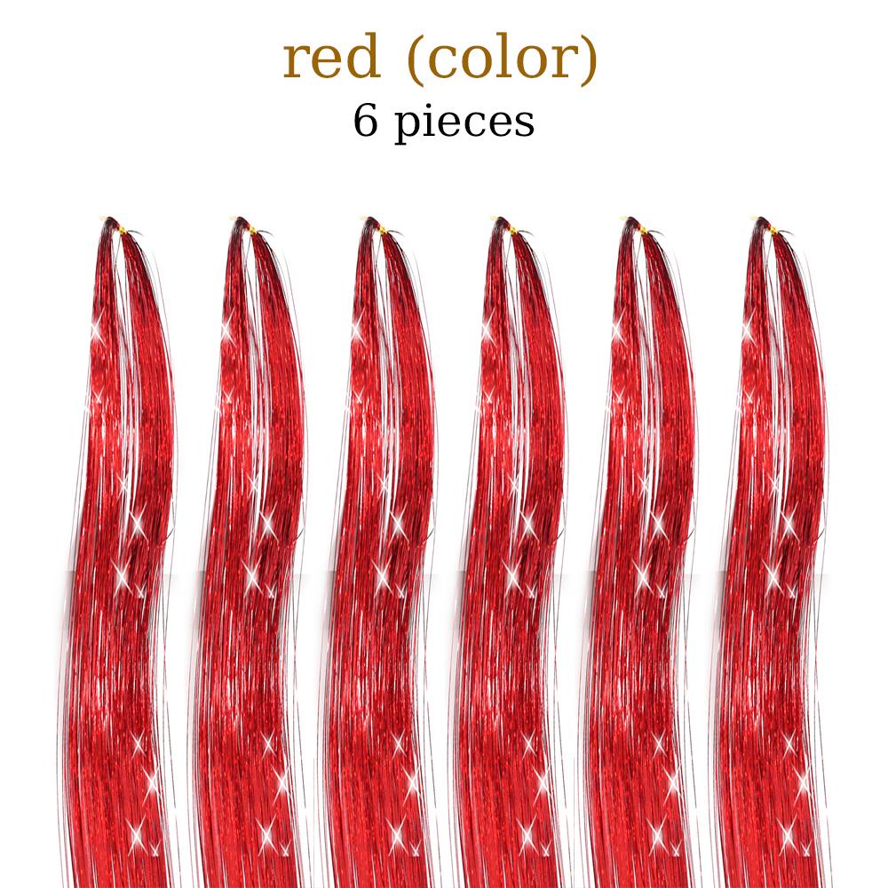 48 Inch Synthetic Hair Tinsel Kit With Tool 1200 strands Tinsel Hair Extensions 12 Colors Fairy Hair Tinsel Sparkling Shiny Hair