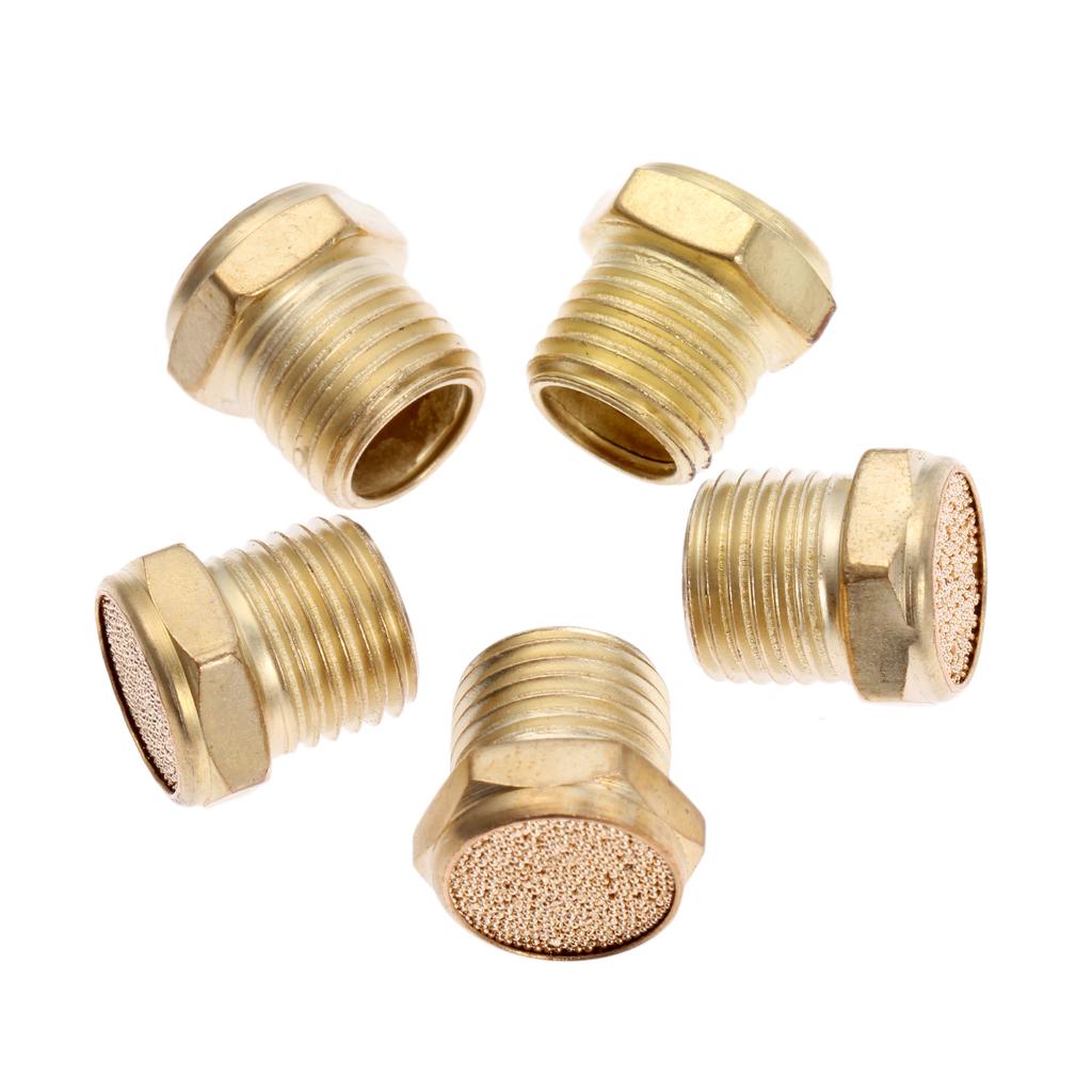 5Pcs 1/8"1/4"3/8"1/2" Pneumatic Air Solenoid Valve Air Breather Vent Muffler Brass Fitting Noise Reducer Vent Filter Connector