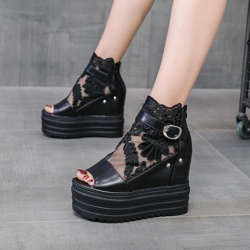 Fashion Fairy Style Thick Soled Sandals for Women Wearing Summer 12cm Thick Heels with Fashionable Beach Shoes