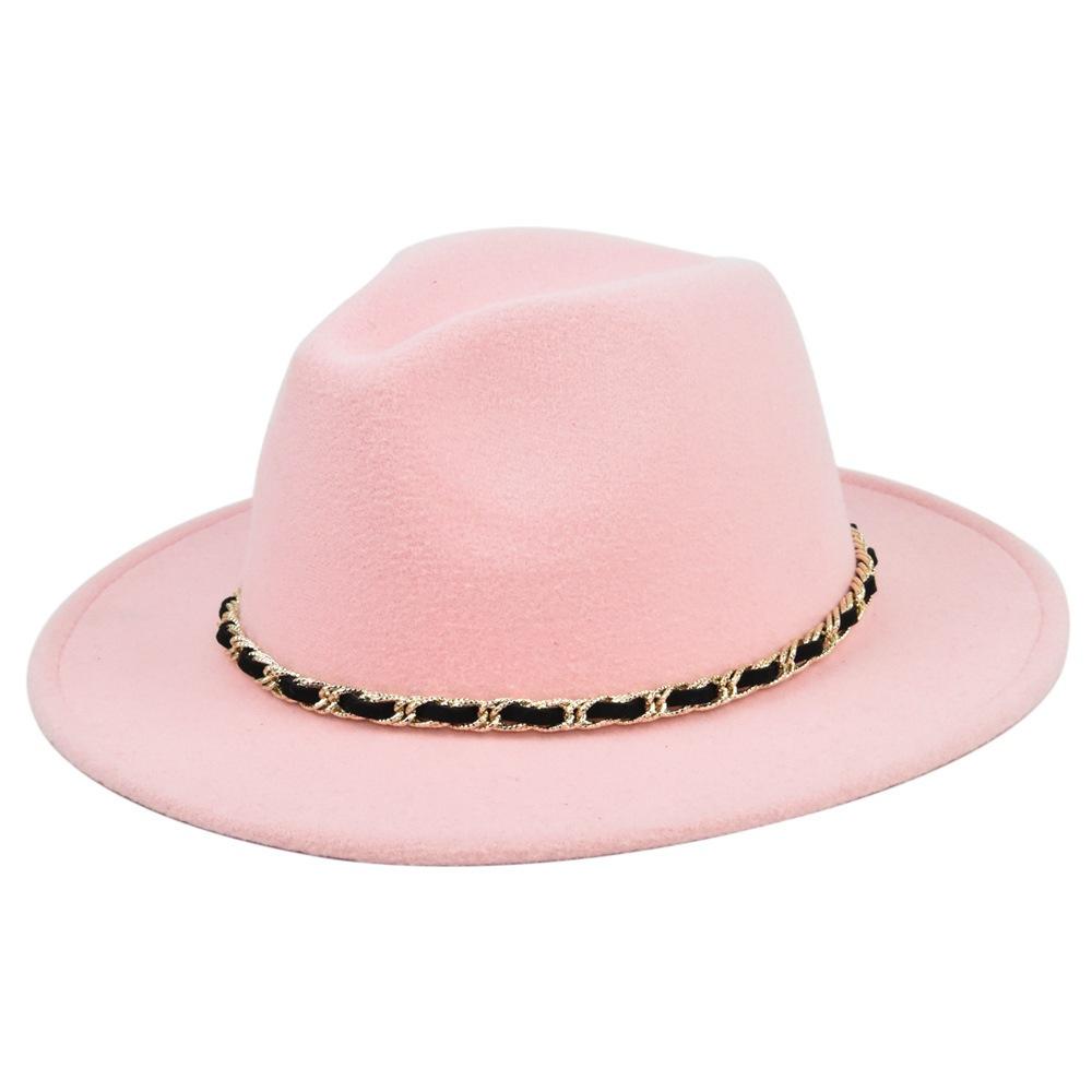 Chain woolen british retro jazz hat large brimmed hat woolen ancient large brimmed hat black hat