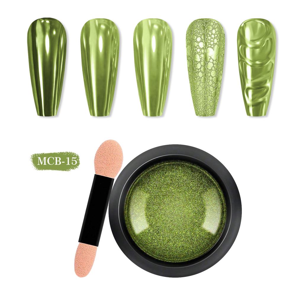 Nail Art Titanpulver, Spiegelmehl, einfarbig, galvanisch, magisches Spiegelpulver, Nail Art Glitter Mcb Set