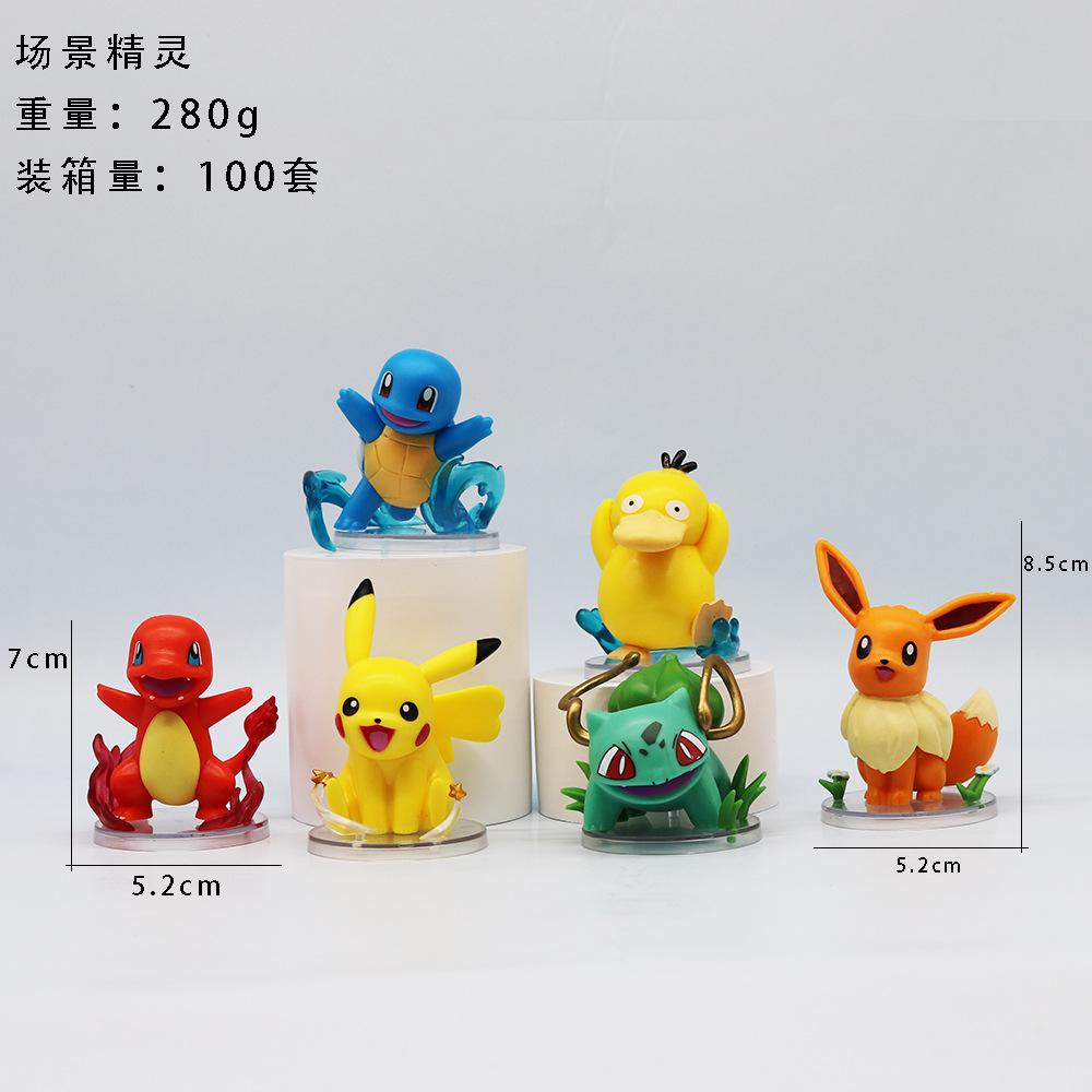 

Anime Figure Pokemon Pikachu Charmander Squirtle Cartoon Car Doll Decoration Anime PVC Figure Statue Toy With Base Decoration