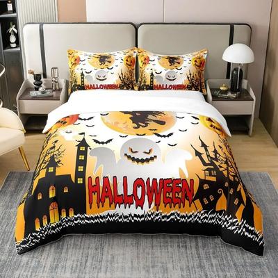 Halloween Bettwäsche-Set 3D Digitaldruck 2-3-teiliges Set (Kein Kern) Geeignet für Schlafzimmer Bettbezug Set Halloween Deko Geschenk