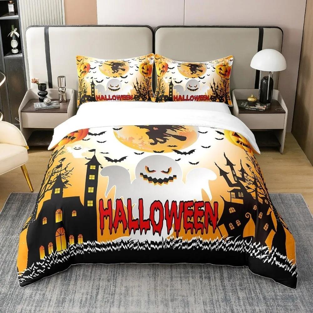 Halloween Bedding Set 3D Digital Printing 2-3 Piece Set (No Core) Suitable for Bedroom Duvet Cover Set Halloween Decor Gift