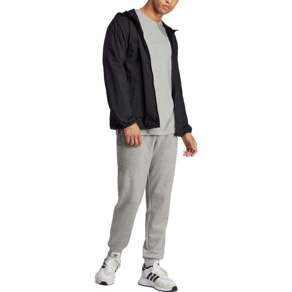 adidas Oryginalna Bluza z Kapturem na Zamek z Nadrukiem Logo Trefoil Męska Kurtki Czarna IA6362