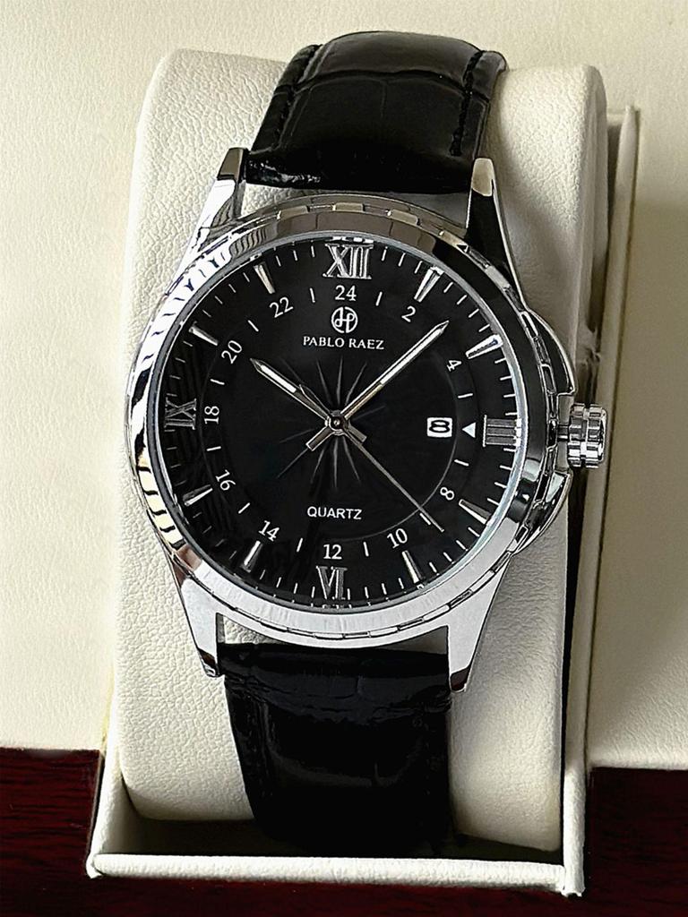 Elegant Men's Quartz Watch with Calendar - Waterproof Leather Strap