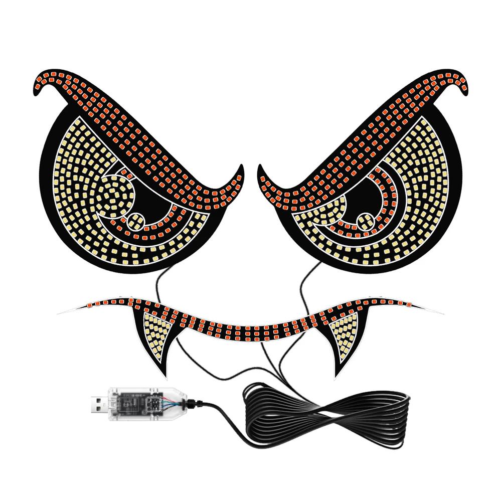 1pcs Devil's Eye Vampire Car LED Display Decorative Light 11 Mode Personalized Modification Atmosphere Warning Light 5V
