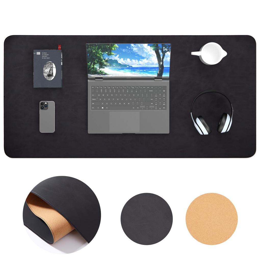 Large Cork & PVC Double-Sided Desk MatMouse Pad, 80x40cm, Mouse Compatible, Keyboard Mat, Stylish Non-Slip Desk Pad, Comfortable Desk Protector,
