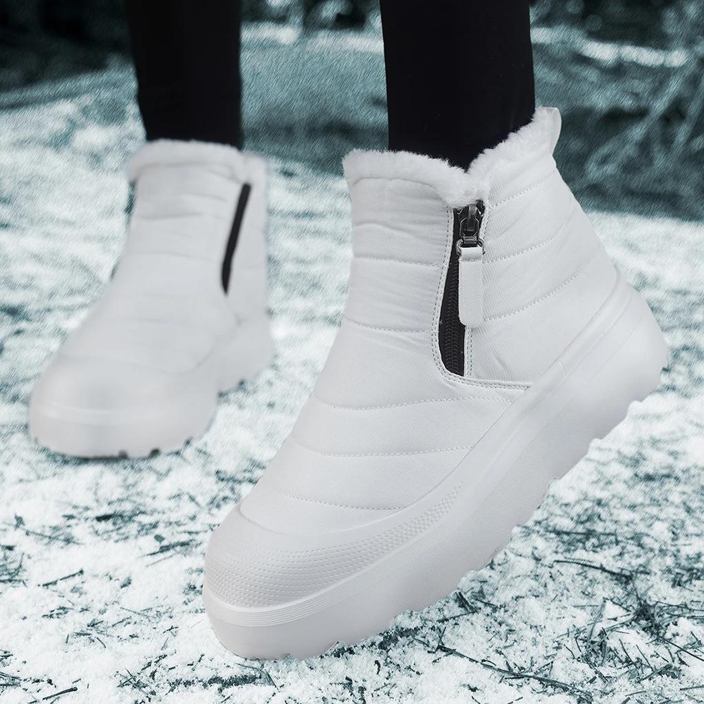 Fashion Women Warm Fur Lined Winter Snow Boots Waterproof Ankle Boots Outdoor Short Boots Comfortable Shoes Suitable for Cold Weather