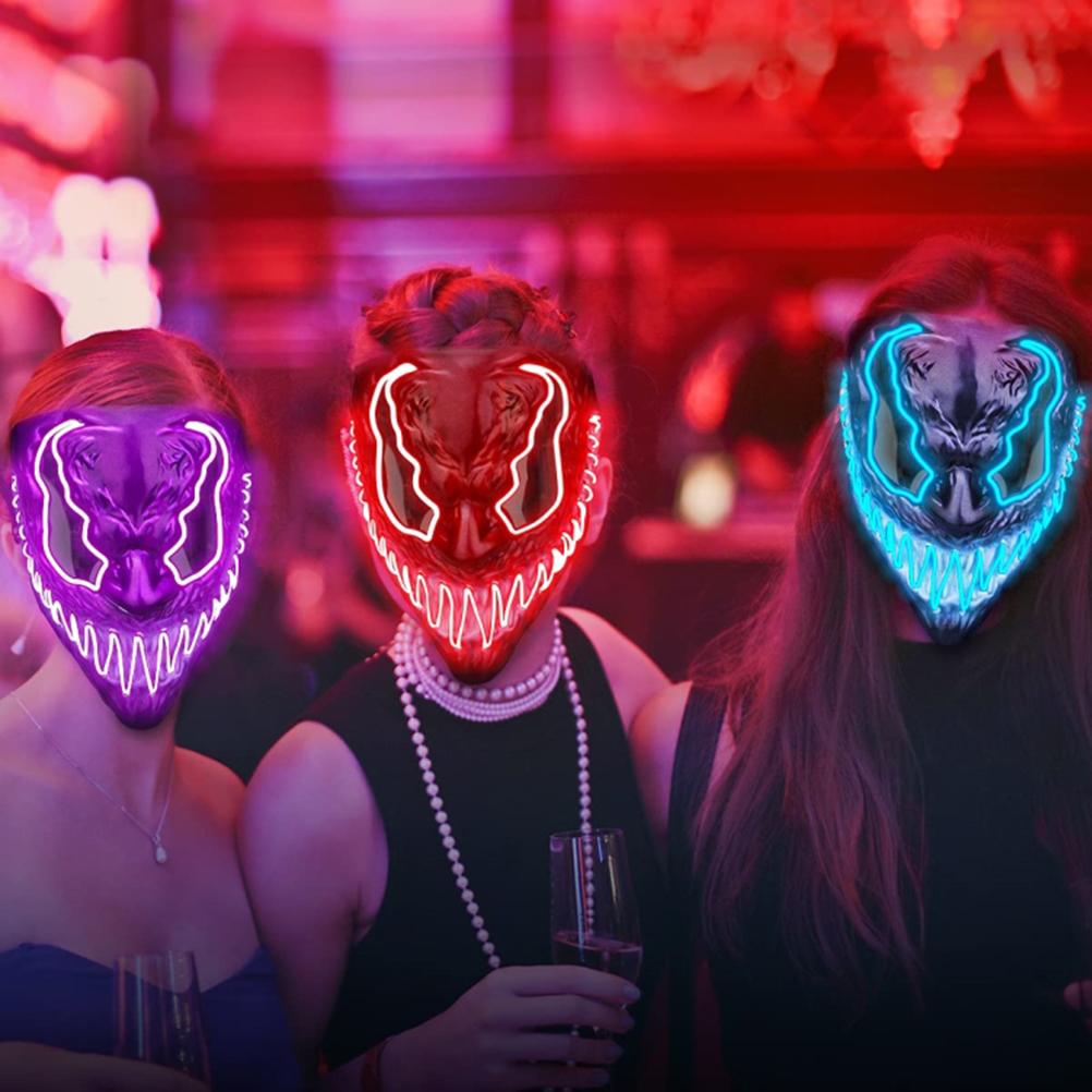 Halloween LED Gesichtsbedeckung Gruselige Leuchtende Gesichtsbedeckung Halloween Cosplay Maske für Party Karneval