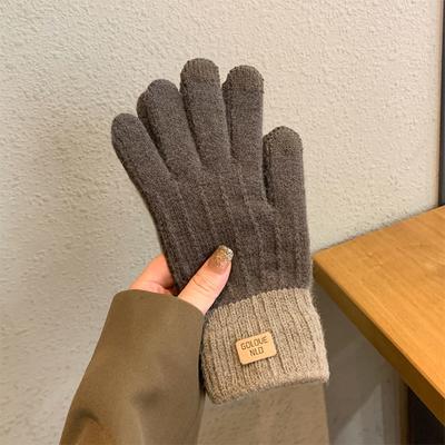 Guantes de punto con pantalla táctil: guantes de lana gruesos antideslizantes con forro de terciopelo cálido para invierno unisex para hombres y mujeres