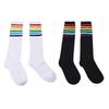 1Pair Girls Thigh High Socks Over Knee Rainbow Stripe Football Socks