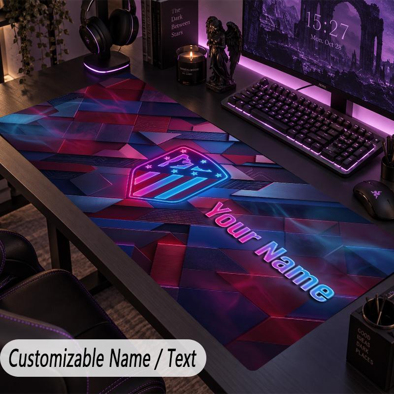 Custom Text Big Mousepad, Extended Desk Pad For Laptop Work GameAtletico Madrid FC