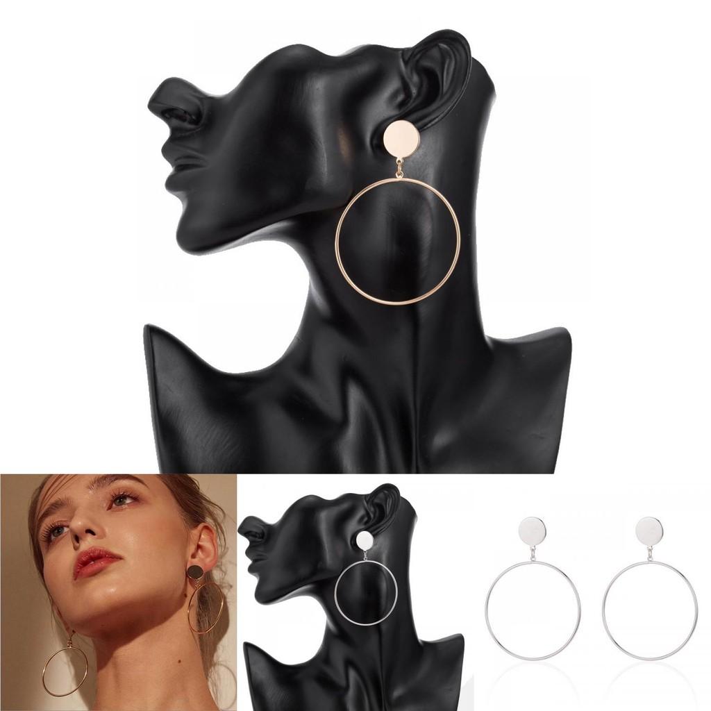 Elegant Oversized Circle Earrings Alloy Metal Chic Minimalist Big Hoops