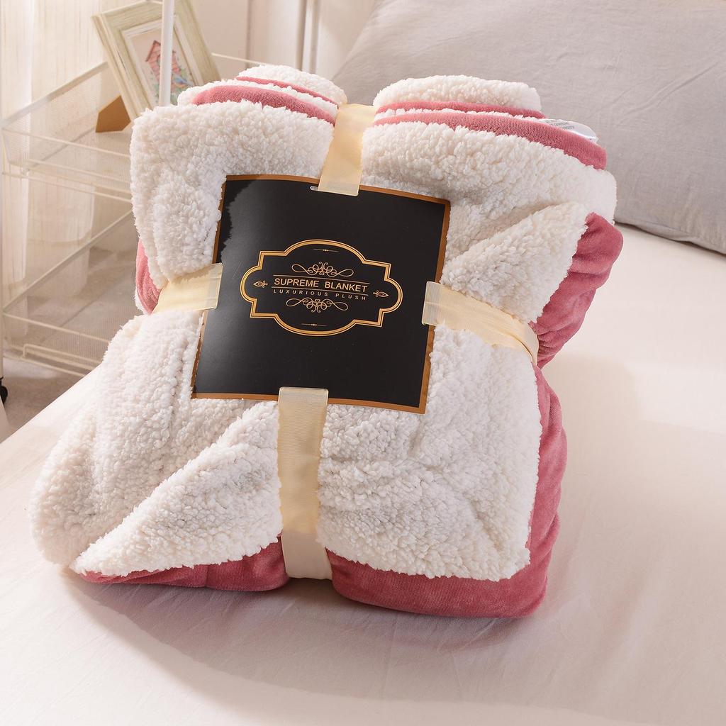 New Double-Layer Thick Lambskin Leisure Blanket for Sofa or Office Nap