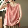 Women Summer Tops Neck Solid Color Lightweight Breathable Vest Loose Fit Sleeveless Round Casual Tank Tops