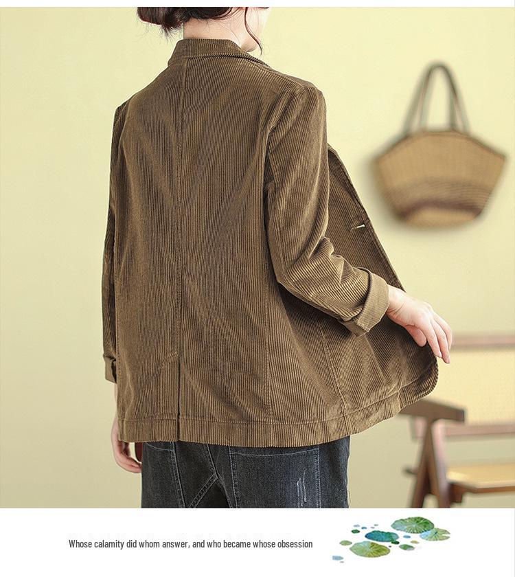 2026 Women's Solid Color Corduroy Cotton Jacket