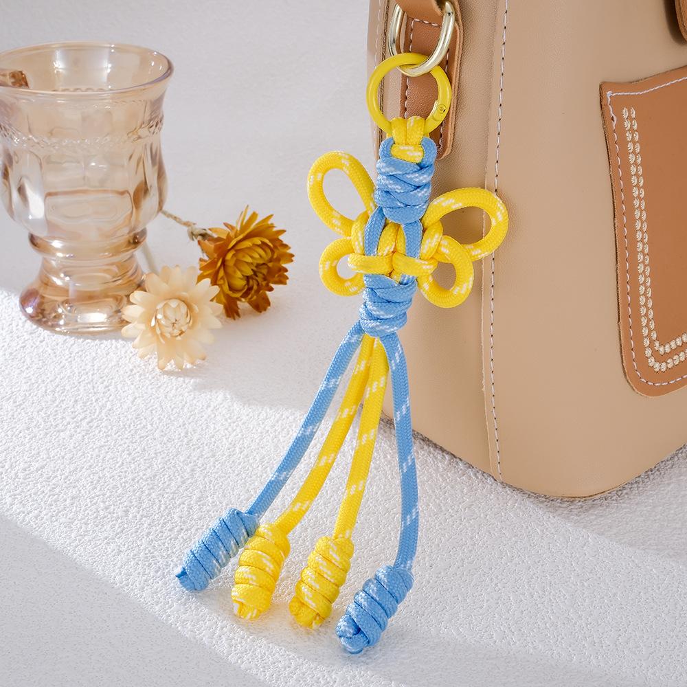 New Trend Colorful Bowknot Pendant Woven Rope Design Bag Charm Backpack Hanging Piece Car Chic Accessories Bag Charm