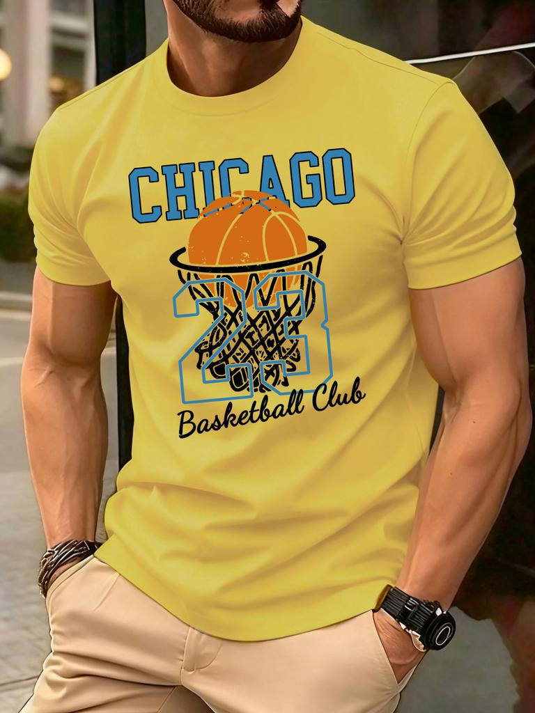Chicago No23 Basketball Club Print T Shirts Men Summer Cotton TShirt Hip Hop Loose Streetwear AllMatch Casual Clothing