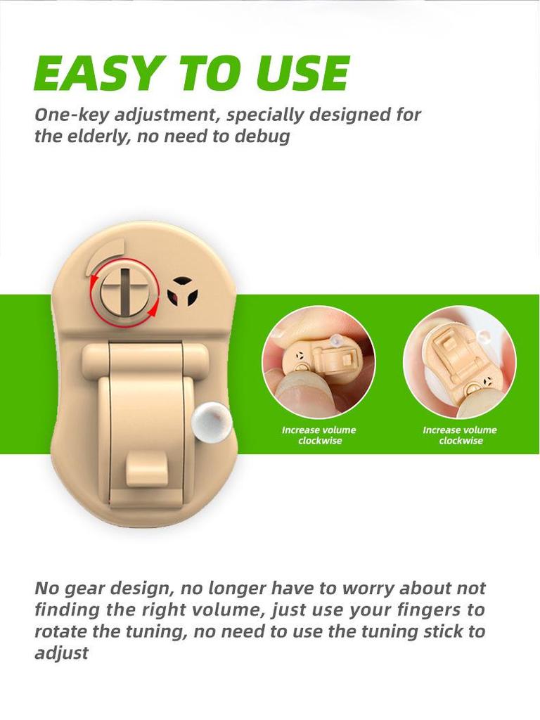 Battery-Powered Wireless Hearing Aid & Sound Amplifier for Seniors with Accessories