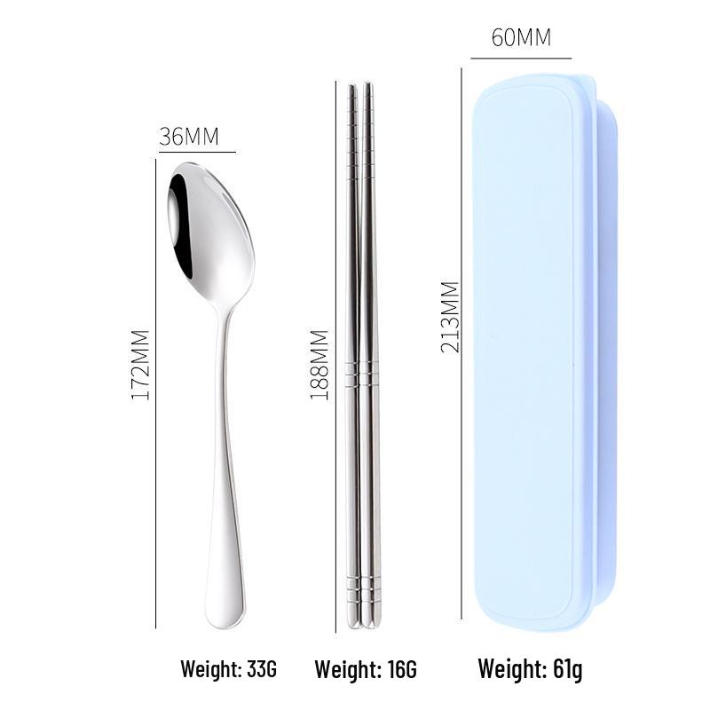 304 Stainless Steel Cutlery Set: Spoon, Fork & Chopsticks - Portable Three-Piece Set for Outdoors, Gift, or Students with Custom Logo Option