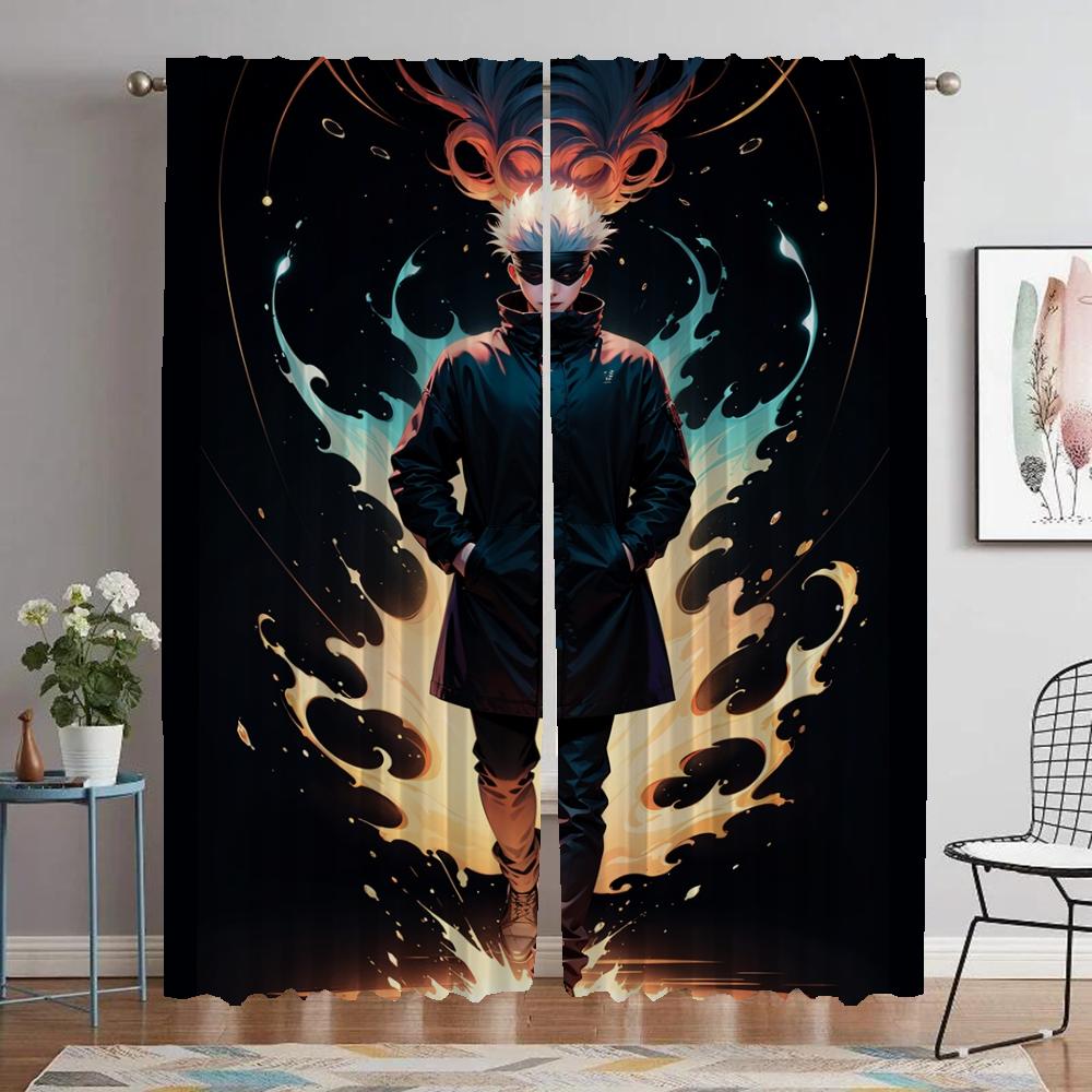 

Elegant Room Curtains for Living Room Gojo Satoru Kitchen Curtains 2 Pieces Tulle for Bedroom Blackout Curtain Partition Shades W50xH70cmx2pcs-CL