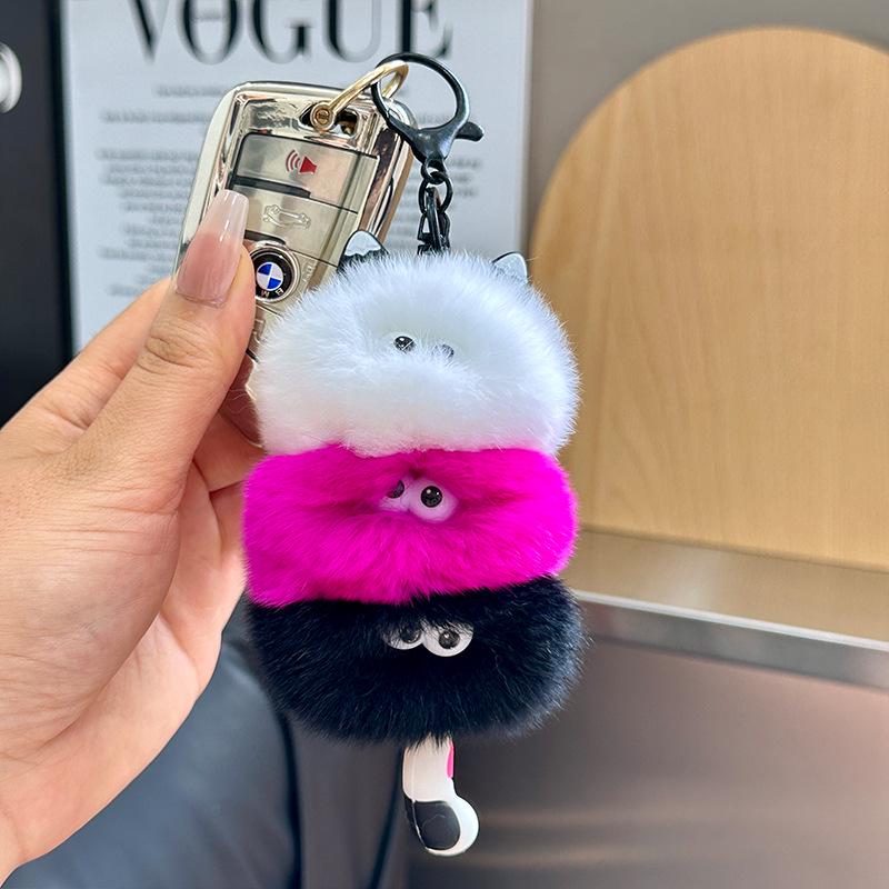 Rex Rabbit Fur Cat Backpack Pendant Keychain Ornament