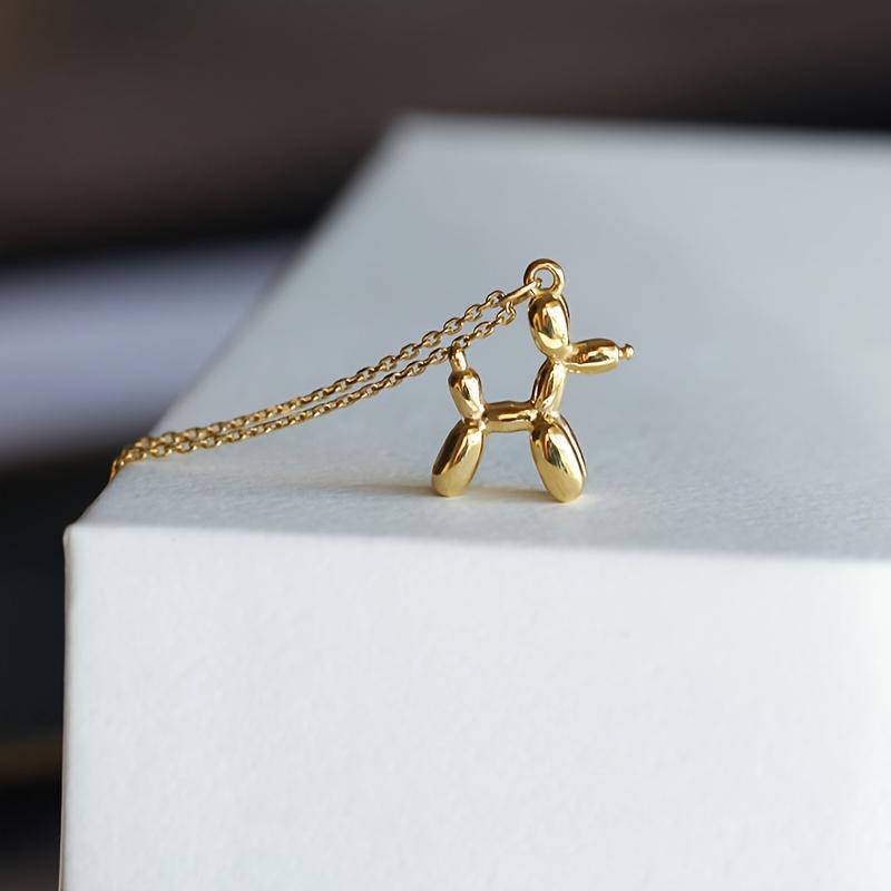 1pc Fashion New Minimalist Stainless Steel Balloon Dog Pendant Necklace For Girls