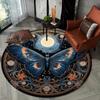 1pc Vintage flower moon butterfly round rug, non-slip, suitable for living room and bedroom, perfect for chairs, crystal velvet
