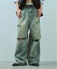 Kaempeoudeu Wide Baggy Broken Denim Trousers_Indigo Yellow