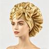 Silky Satin Sleep Cap with Tie-Up Ribbon for Women - Hair Care Hat