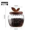 Striped Borosilicate Glass Jar with Acacia Lid & Spoon for Tea, Grains, Cereal Storage