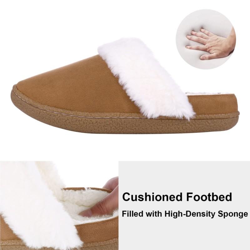 Fashion Crestar Winter Fur Cotton Slippers For Women Indoor Warm Cozy Plush Slides Adult Non-Slip Soft Rubber Sole Home Flats Slippers