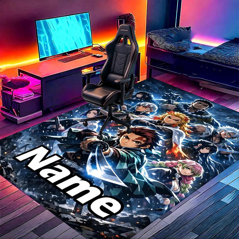 Custom Name Personalized Demon Slayer Print Carpet, Versatile Home Decor Rug, for Playroom, Apartment, Balcony, Entryway, Hallway Gift