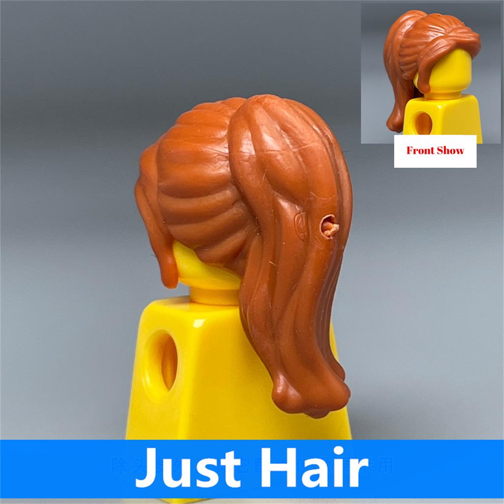 Non-Toxic 10Pcs Moc Bricks Female Children Hairs High Ponytail For 4Cm Figure Wear Head Body Parts Accessories Diy Building Blocks Kids Toys