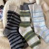 1 pár Podzim Zima Hrubé Teplé Roztomilé Dámské Ponožky Bavlna Korejská Vlna Proužek Designové Ponožky Střední Délky Kawaii Ležérní Harajuku Dámské Ponožky