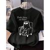 Unisex Cat Printed Round Neck Tshirt Cute Yet Sad Suitable For Summer Suitable For Cat Lovers Casual Unisexs Trendy Y2k Tshirt