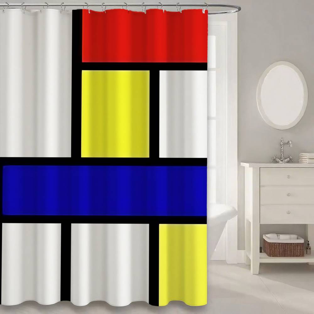 Art P-Piet Cc-Ornelies M-Mondrian Modern Simple Shower Curtain Bathroom Decorative Polyster Shower Curtain With Hook